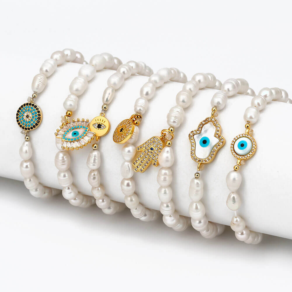 Bracelet élastique perles oeil bleu – Image 5