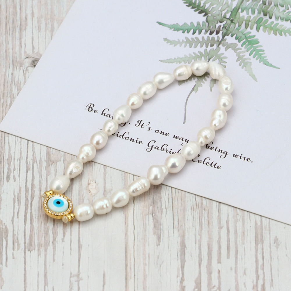 Bracelet élastique perles oeil bleu – Image 4