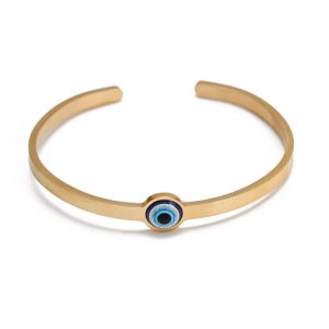 bracelet jonc or oeil bleu grec nazar