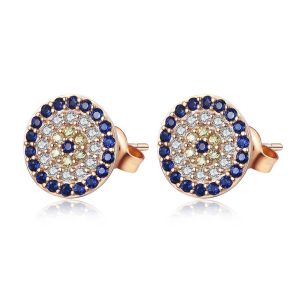 boucles d'oreilles mauvais oeil bleu grec turc or rose nazar boncuk