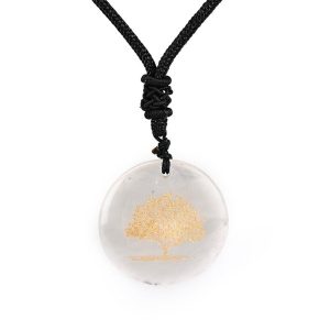 bijou collier pendentif arbre de vie cristal de roche