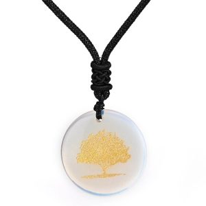 bijou collier pendentif arbre de vie opale