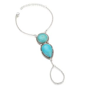 bracelet main chaine pierre turquoise