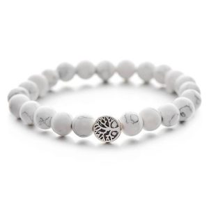 bracelet perle arbre de vie turquoise blanche