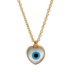collier pendentif oeil bleu turc coeur nazar or