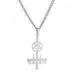 collier pendentif pentacle croix de satan argent