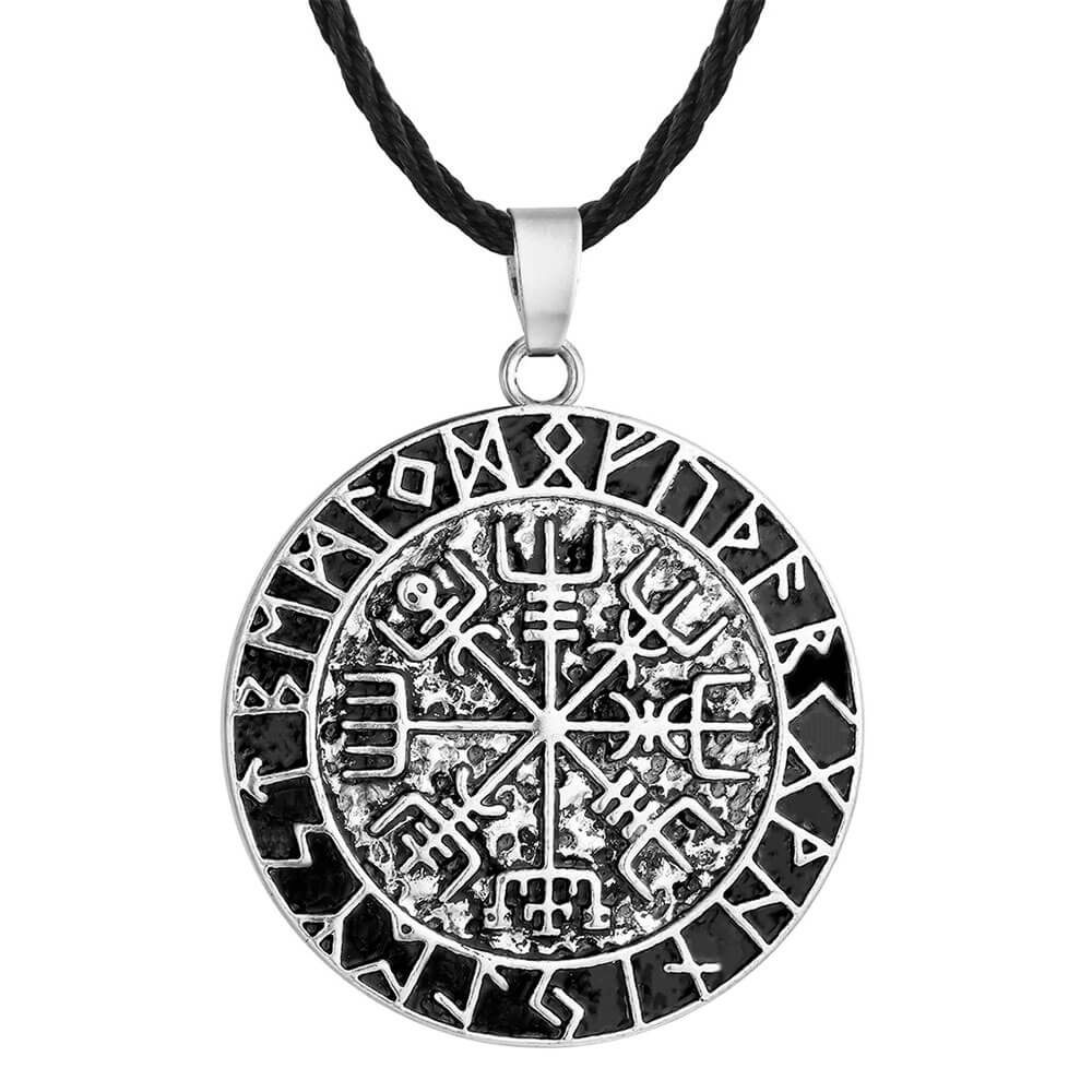 collier-pendentif-vegvisir-boussole-viking4 collier pendentif vegvisir boussole viking argent noir