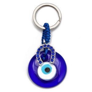 porte clé protection oeil bleu grec fer a cheval nazar boncuk